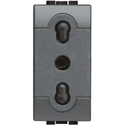 Presa elettrica bipasso 2P+T 10/16A antracite per uso interno standard sicurezza