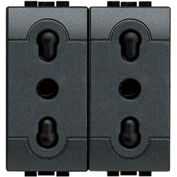 presa duplex bipasso 10/16A 2P+T 250V bipasso interasse 19-26mm antracite living int
