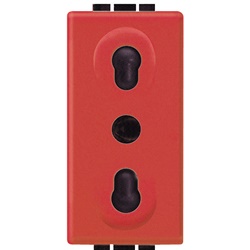 Presa bipasso 2P+T 10/16A 250V rossa con contatto protezione tondo per impianti elettrici domestici e professionali