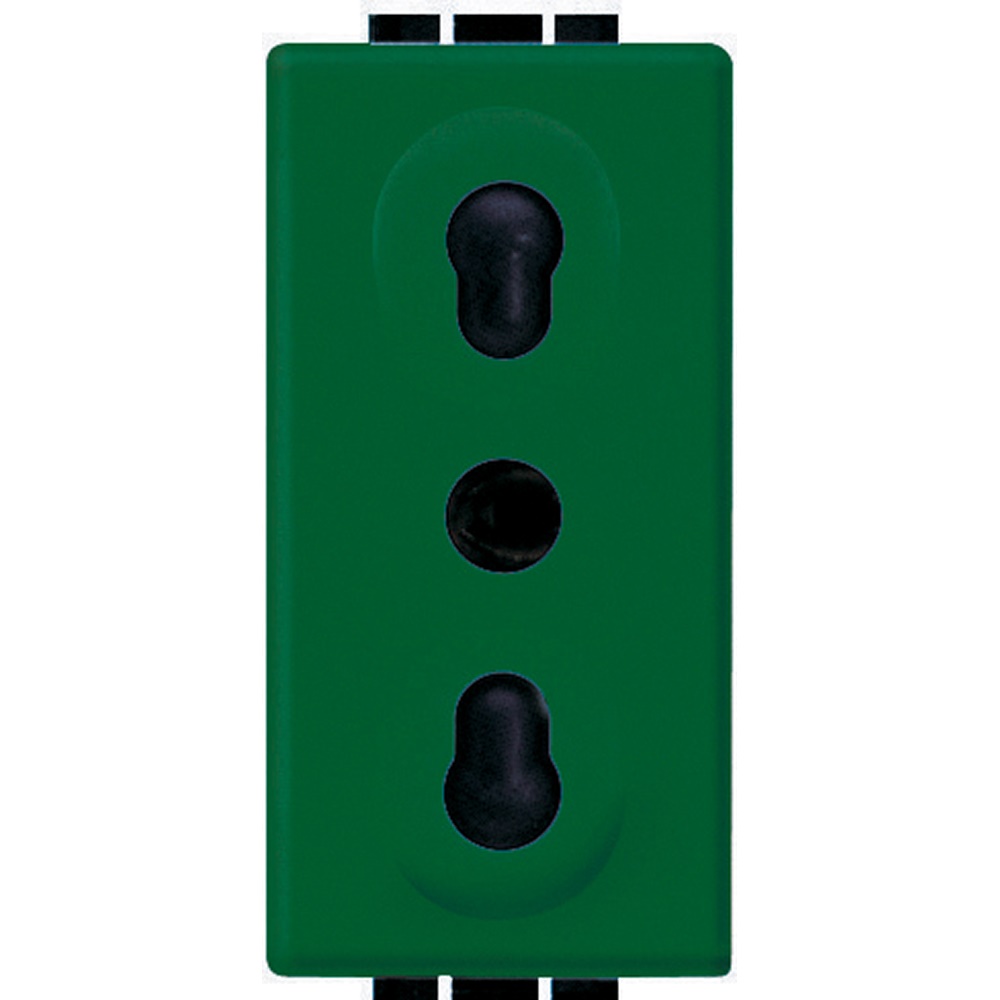 Presa bipasso 2P+T 10/16A verde sicurezza impianti domestici e professionali