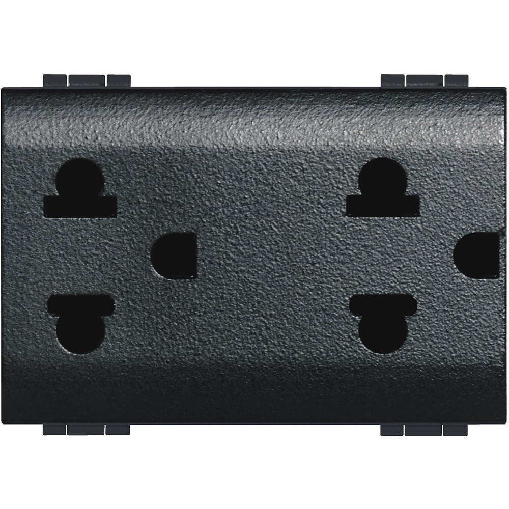 presa duplex universale 2P+T 16A 127/250V antracite standard euroamericano living int