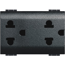 presa duplex universale 2P+T 16A 127/250V antracite standard euroamericano living int