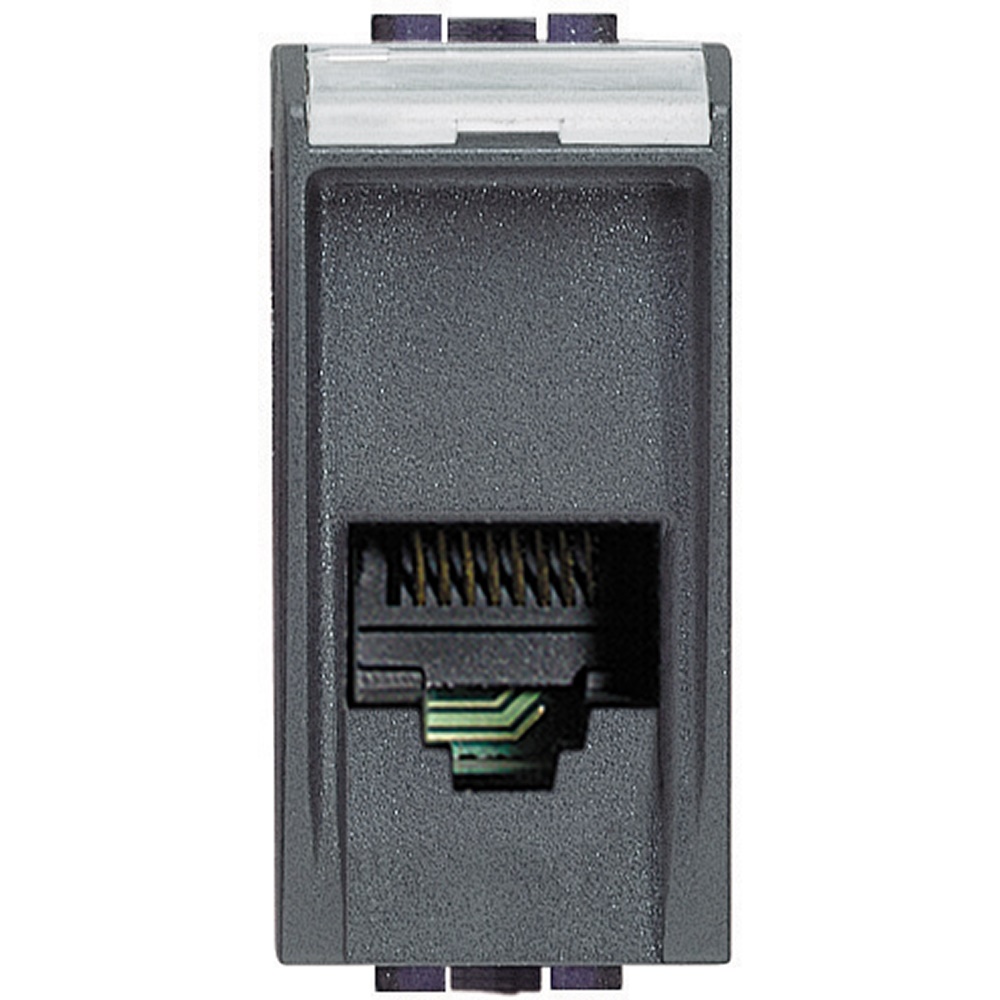 Connettore RJ11 4/6 Living International K10 antracite per installazioni telefoniche e rete