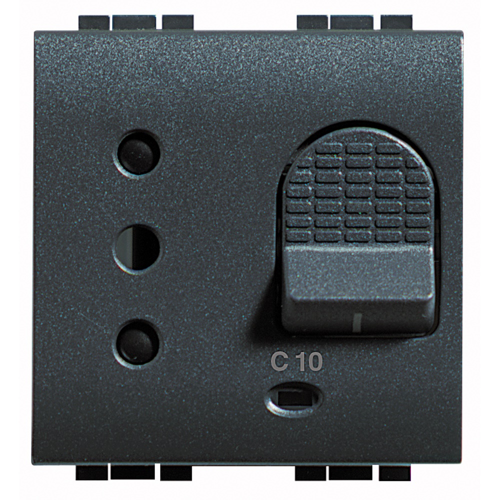 presa sicura magnetotermica 2P+T 10A living int antracite interbloccata