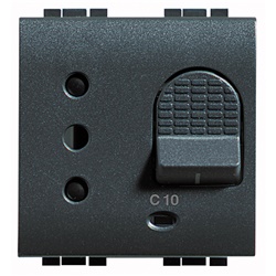 presa sicura magnetotermica 2P+T 10A living int antracite interbloccata