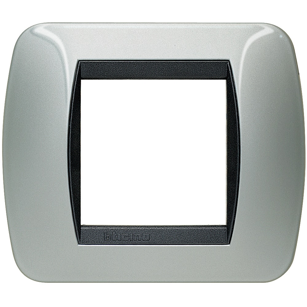Placca 2 posti alluminio living int metallo per installazioni interne