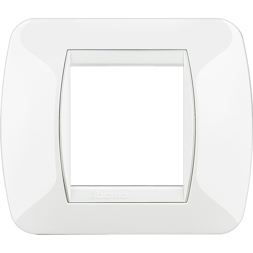 Placca 2 moduli bianca tecnopolimero per impianti elettrici interni living