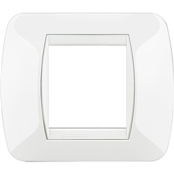 Placca 2 moduli bianca tecnopolimero per impianti elettrici interni living