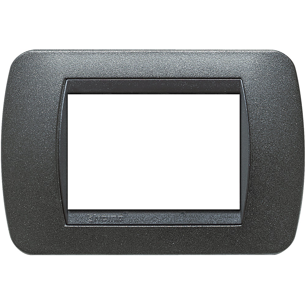 Placca 3 moduli Living Int grafite nero metallo design moderno installazione interna
