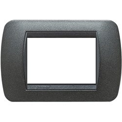 Placca 3 moduli Living Int grafite nero metallo design moderno installazione interna