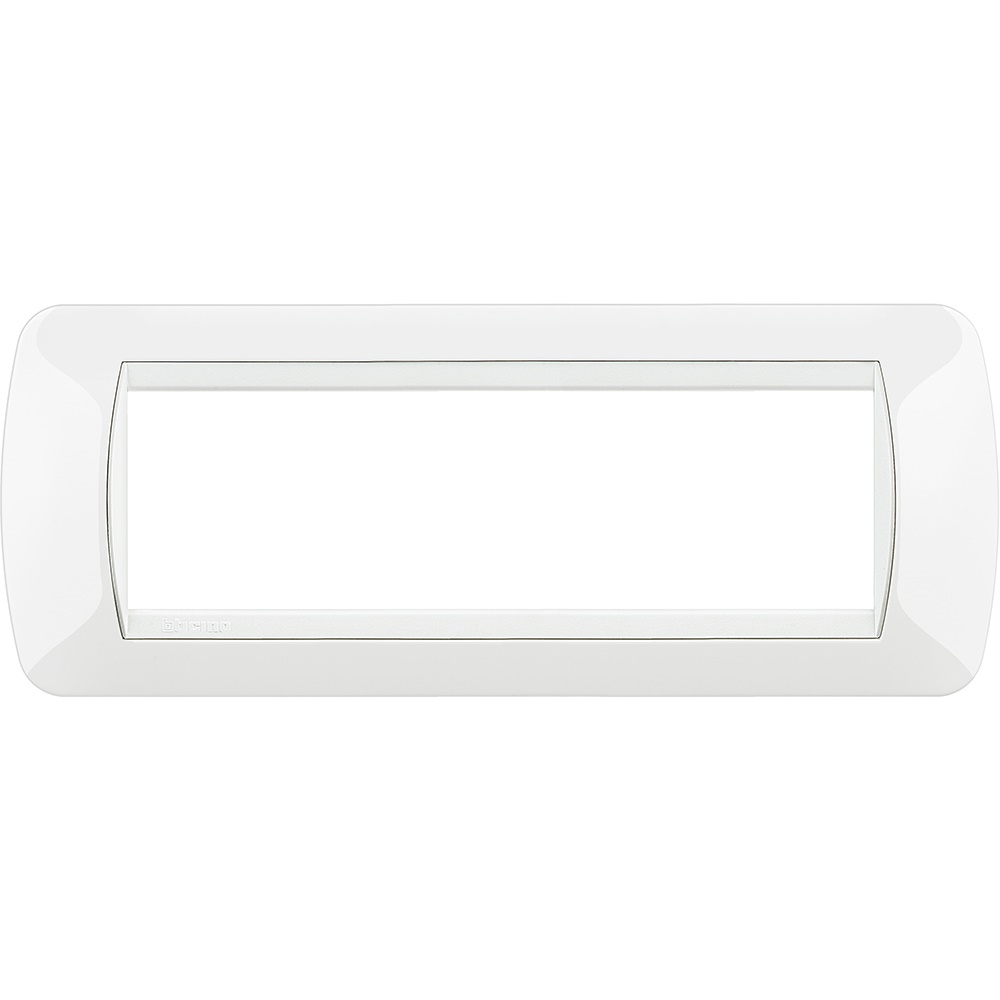 Placca incasso 7 moduli bianco tecnopolimero per impianti elettrici residenziali