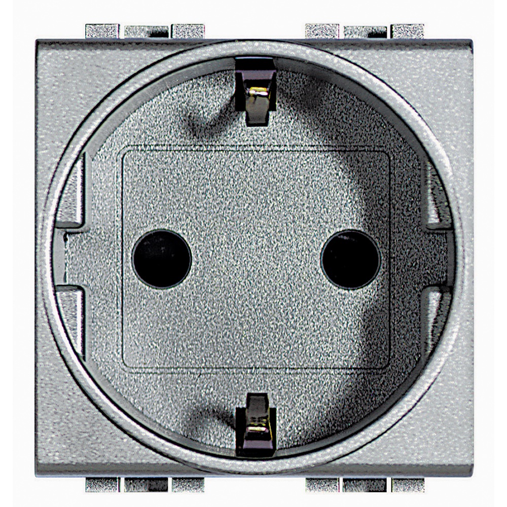 Presa elettrica 2P+T 16A 250V standard tedesco/italiano con contatti di terra laterali per impianti elettrici sicurezza garantita