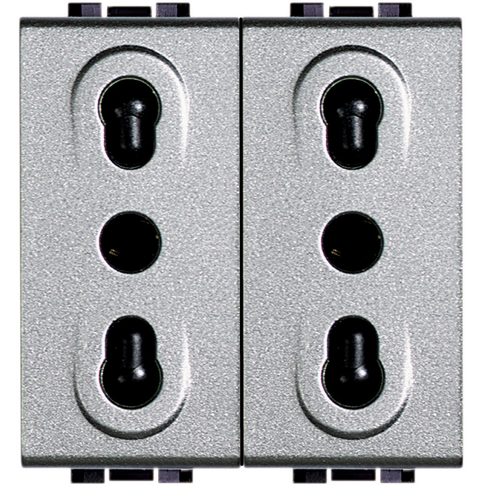 Presa duplex bipasso 10/16A 2P+T 250V alveoli schermati uso residenziale commerciale