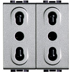 Presa duplex bipasso 10/16A 2P+T 250V alveoli schermati uso residenziale commerciale