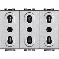 Presa triplex bipasso 10/16A 2P+T 250V alveoli schermati uso residenziale commerciale