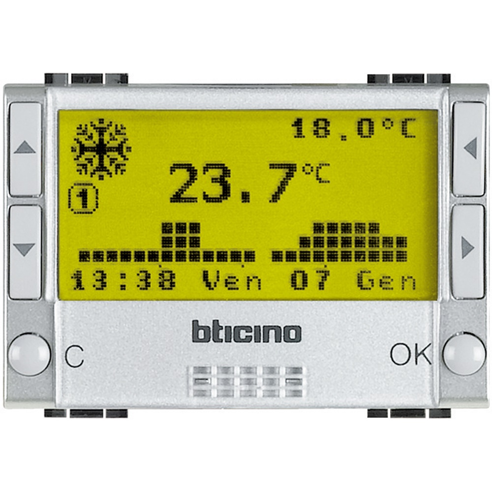 Cronotermostato a batterie Ligh Techt incasso giornaliero/settimanale riscaldamento condizionamento con sensore esterno e display retroilluminato
