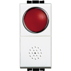 Pulsante 10A 1P NO con portalampada rosso per impianti elettrici luce
