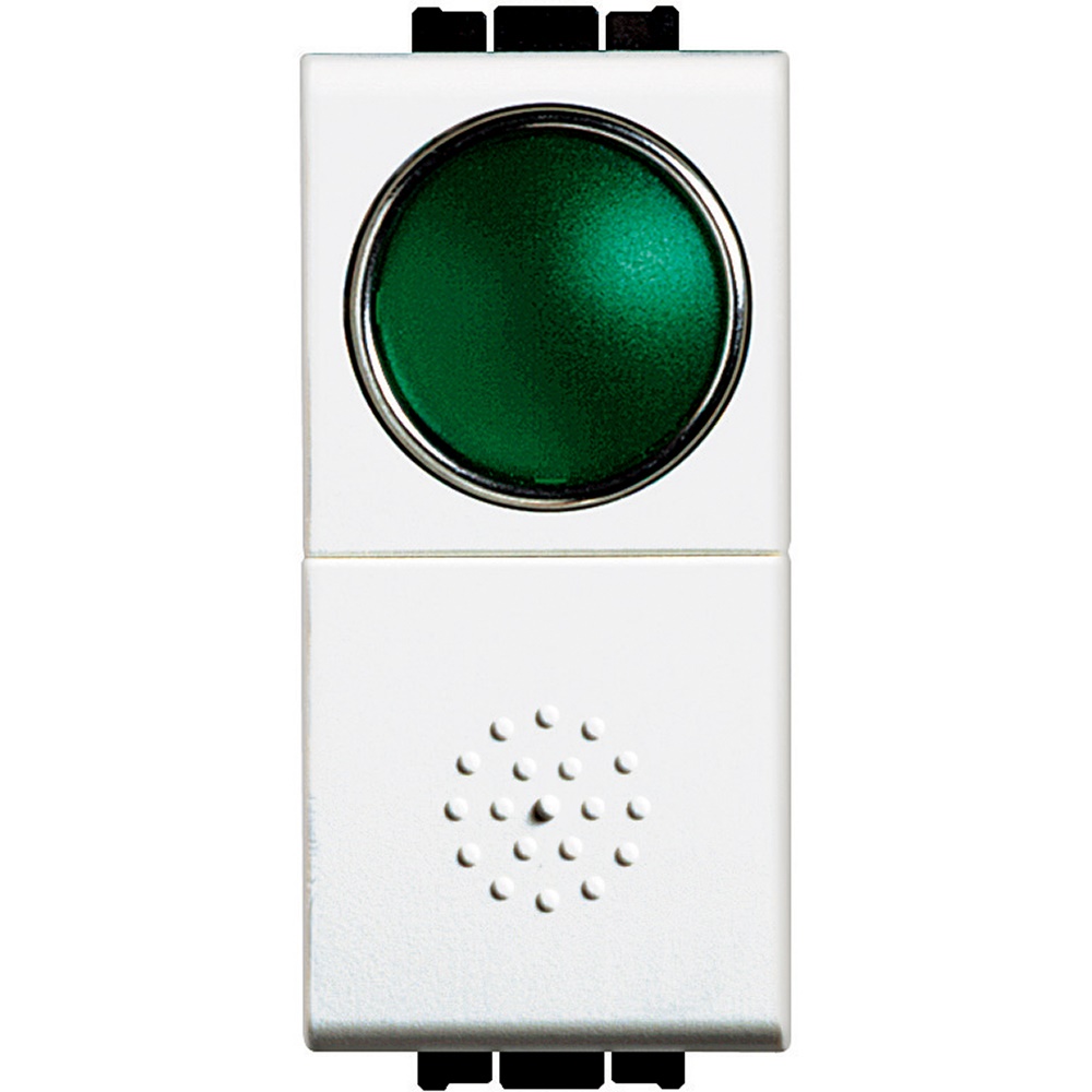 Pulsante 10A 1P NO con portalampada verde bianco per impianti elettrici