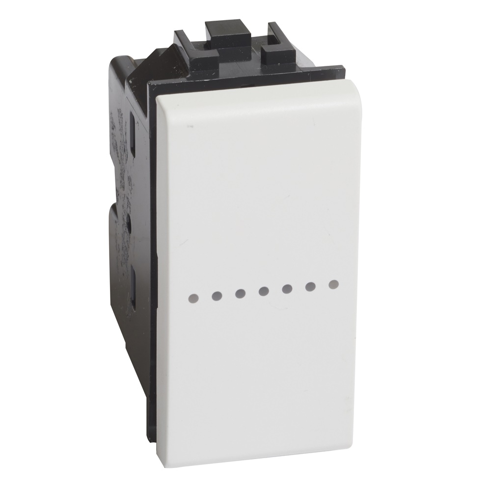 Deviatore unipolare 10A 1 modulo compatto bianco per impianti civili