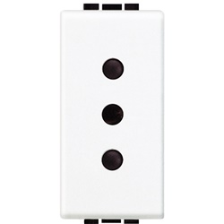 Presa elettrica 2P+T 10A 250V bianca alveoli schermati per uso domestico e professionale