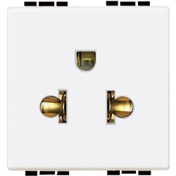 Presa universale 2P+T 16A 127/250V standard euroamericano alveoli schermati bianco