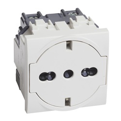 Presa elettrica standard tedesco-italiano 16A 250V bianco sicurezza bipasso flat