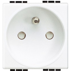 Presa elettrica UNEL 2P+T 10/16A 250V standard Franco/Belga bianco alveoli schermati