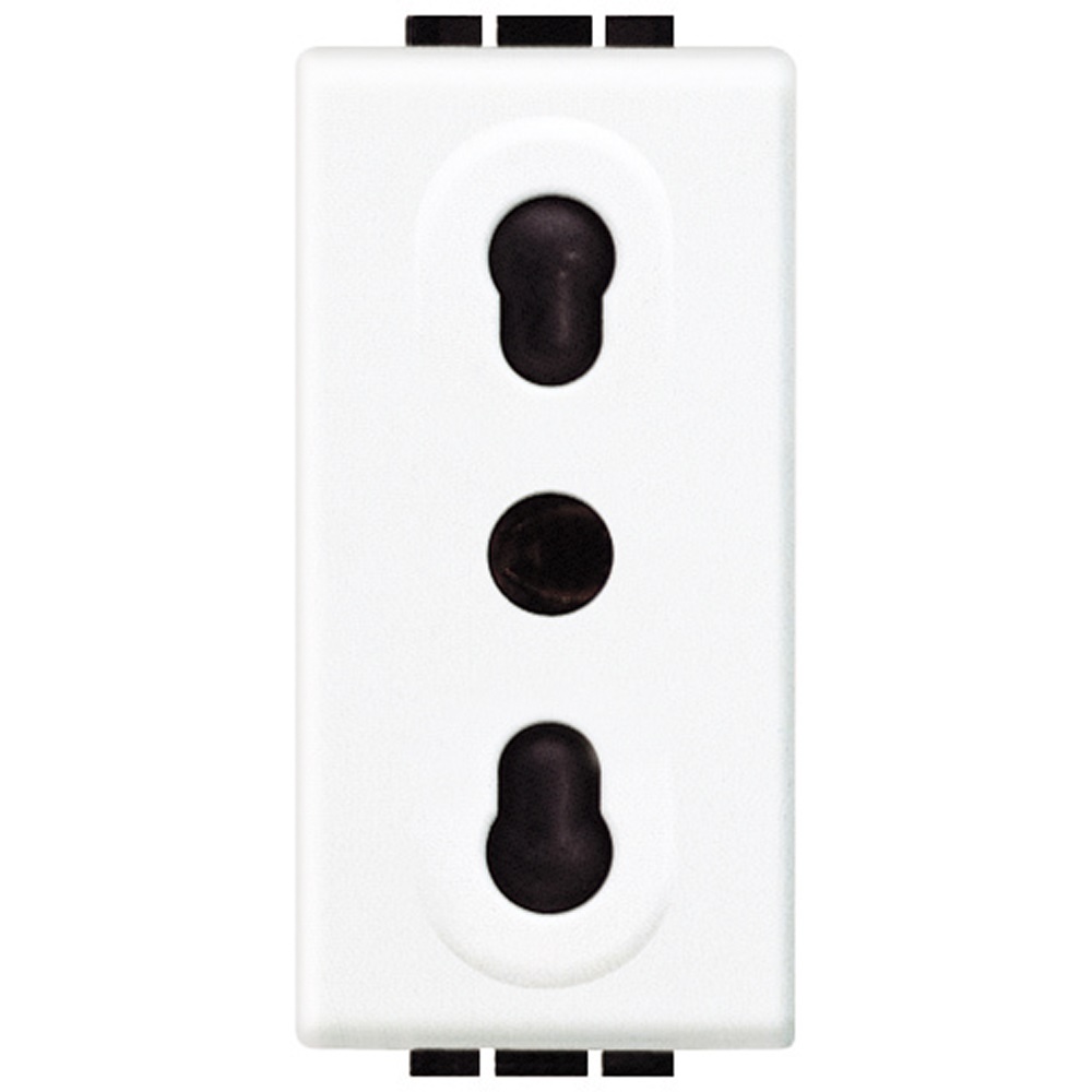 Presa elettrica bipolare 2P+T 10/16A 250Vac bipasso bianca uso domestico e professionale