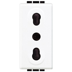 Presa elettrica bipolare 2P+T 10/16A 250Vac bipasso bianca uso domestico e professionale