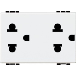 Presa duplex universale 2P+T 16A 127/250V standard euroamericano bianco alveoli schermati