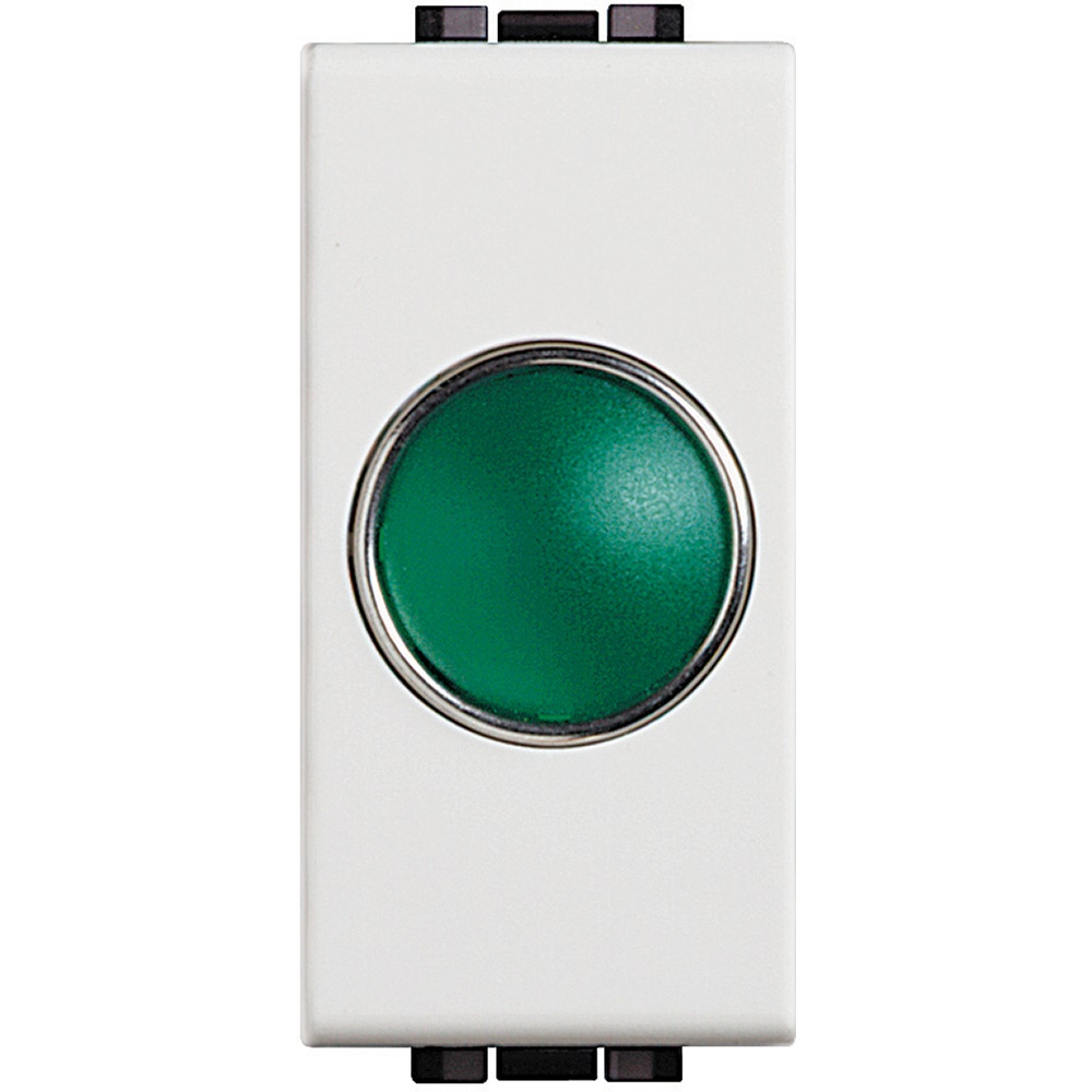 Portalampada spia verde con diffusore per LED bianco applicazioni elettriche e segnalazione