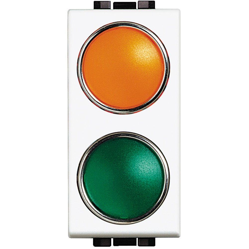 Portalampada doppio con diffusori arancio e verde per LED, design robusto per impianti elettrici professionali