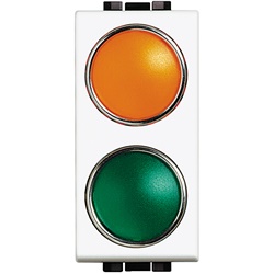 Portalampada doppio con diffusori arancio e verde per LED, design robusto per impianti elettrici professionali
