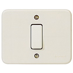 Interruttore unipolare domino 6A 250VAC placca resina avorio incasso standard
