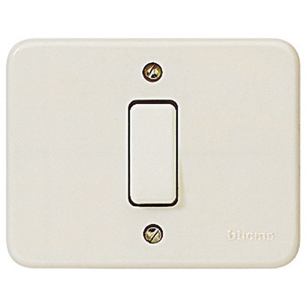 Deviatore unipolare 6A 250VAC placca resina avorio incasso scatola tonda kit domino