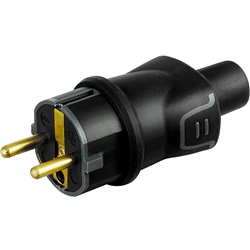 Spina caucciù bi-materia 2P+T 16A IP44 IK07 uso cantiere standard tedesco