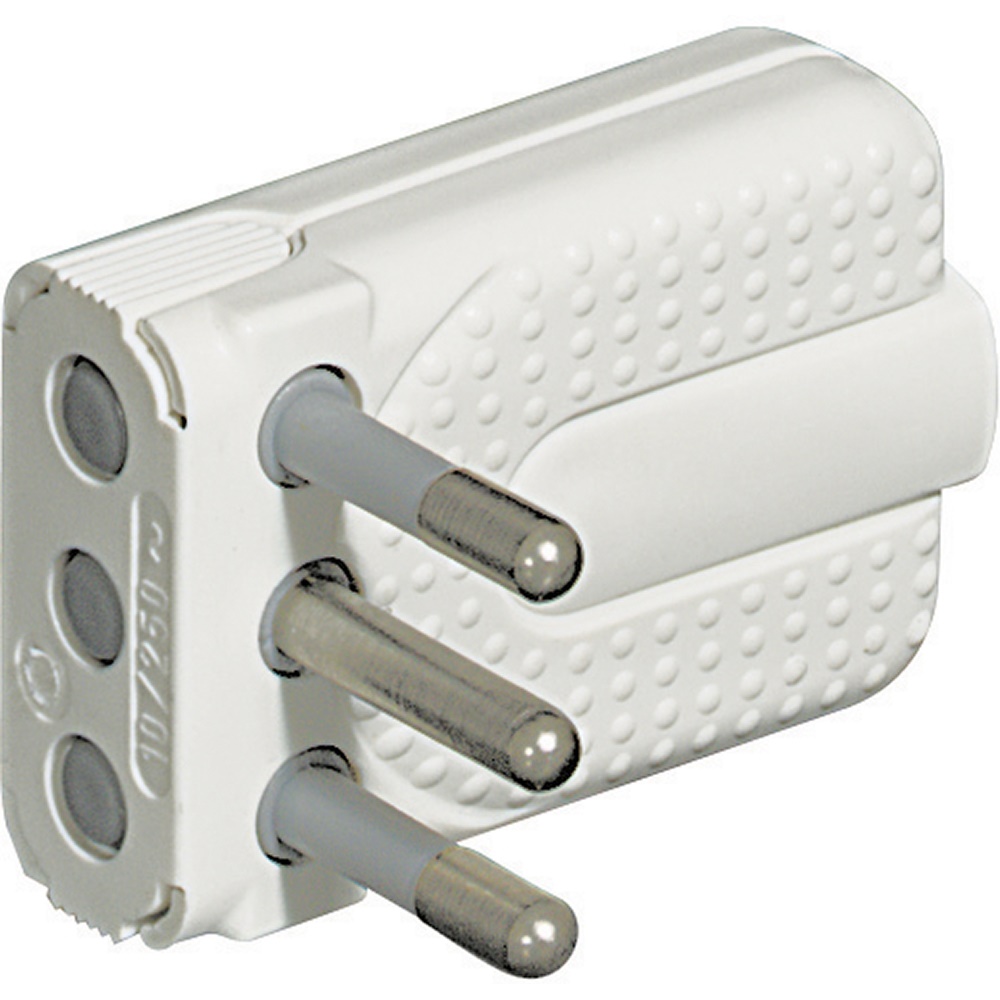 Kit spina angolare salvaspazio 2P+T 10A bianco per impianti elettrici domestici e professionali