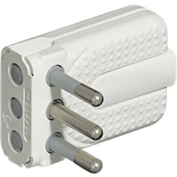 Kit spina angolare salvaspazio 2P+T 10A bianco per impianti elettrici domestici e professionali