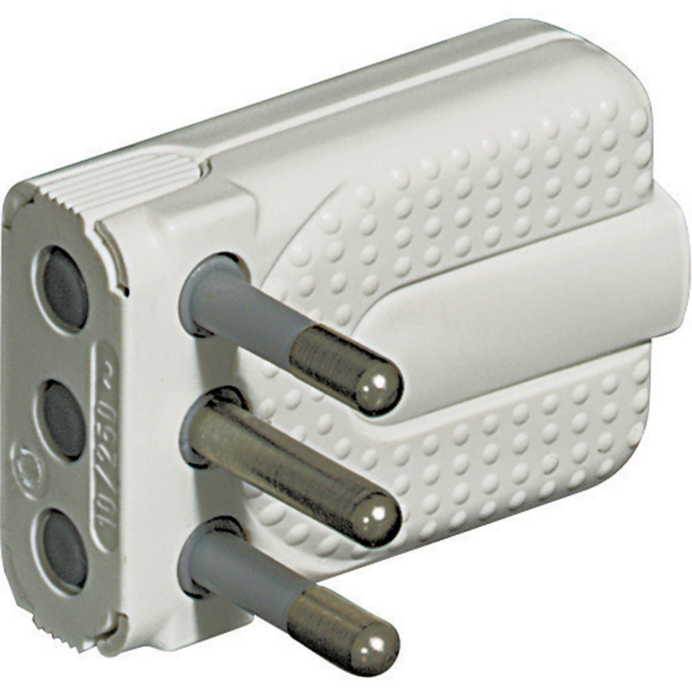 Kit spina corner salvaspazio 2P+T 10A bianco spinotti orientabili