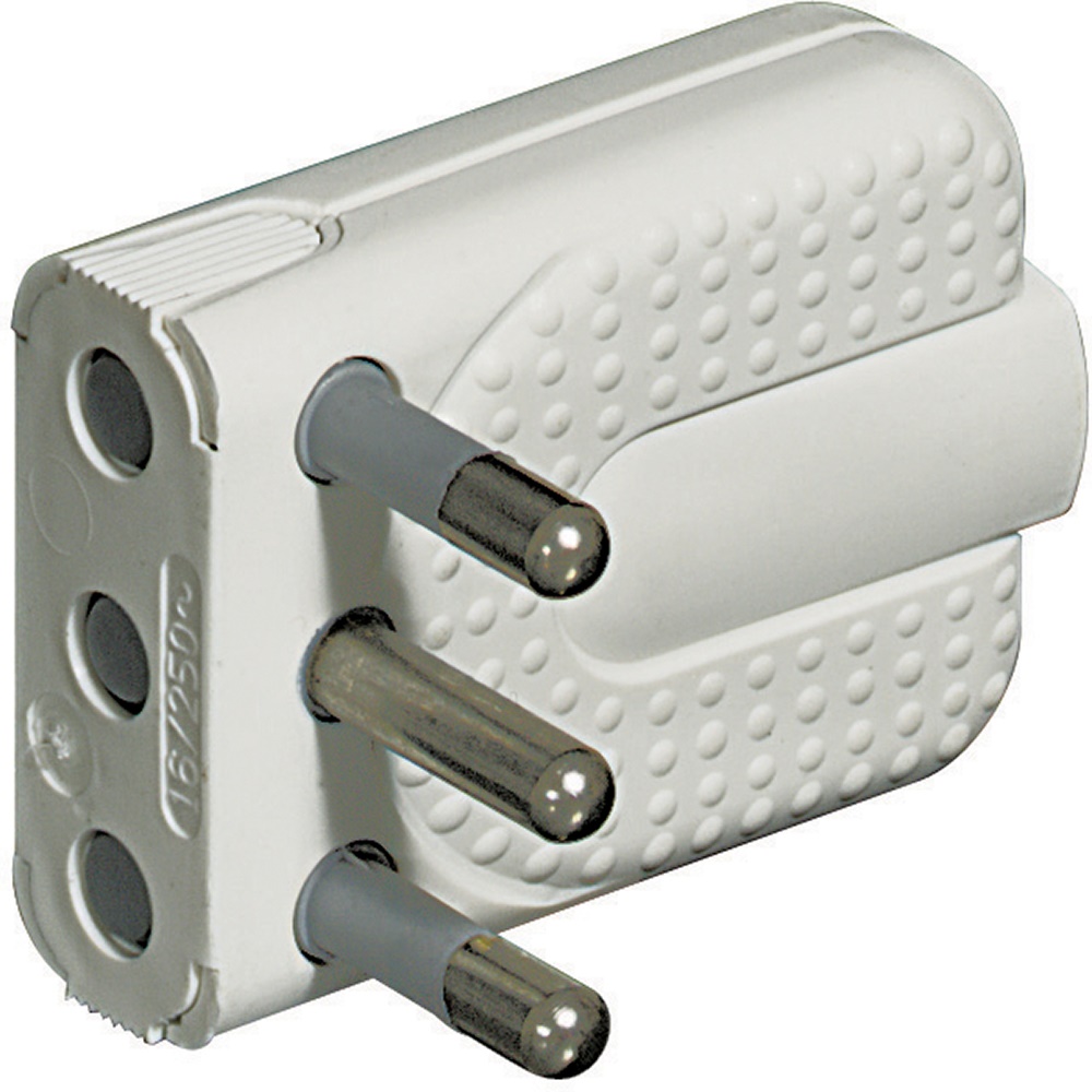 Kit spina angolare salvaspazio 2P+T 16A bianco per impianti elettrici domestici e industriali