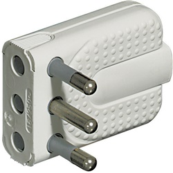Kit spina angolare salvaspazio 2P+T 16A bianco per impianti elettrici domestici e industriali