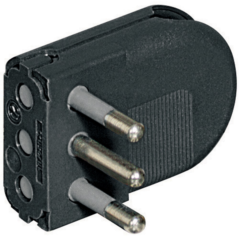 Spina salvaspazio 2P+T 10A antracite con uscita cavo regolabile e spinotti orientabili per uso elettrico domestico e industriale