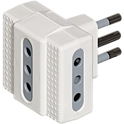 Adattatore TRIS 3 prese 10A spina 10A bianco compatto per uso domestico e professionale