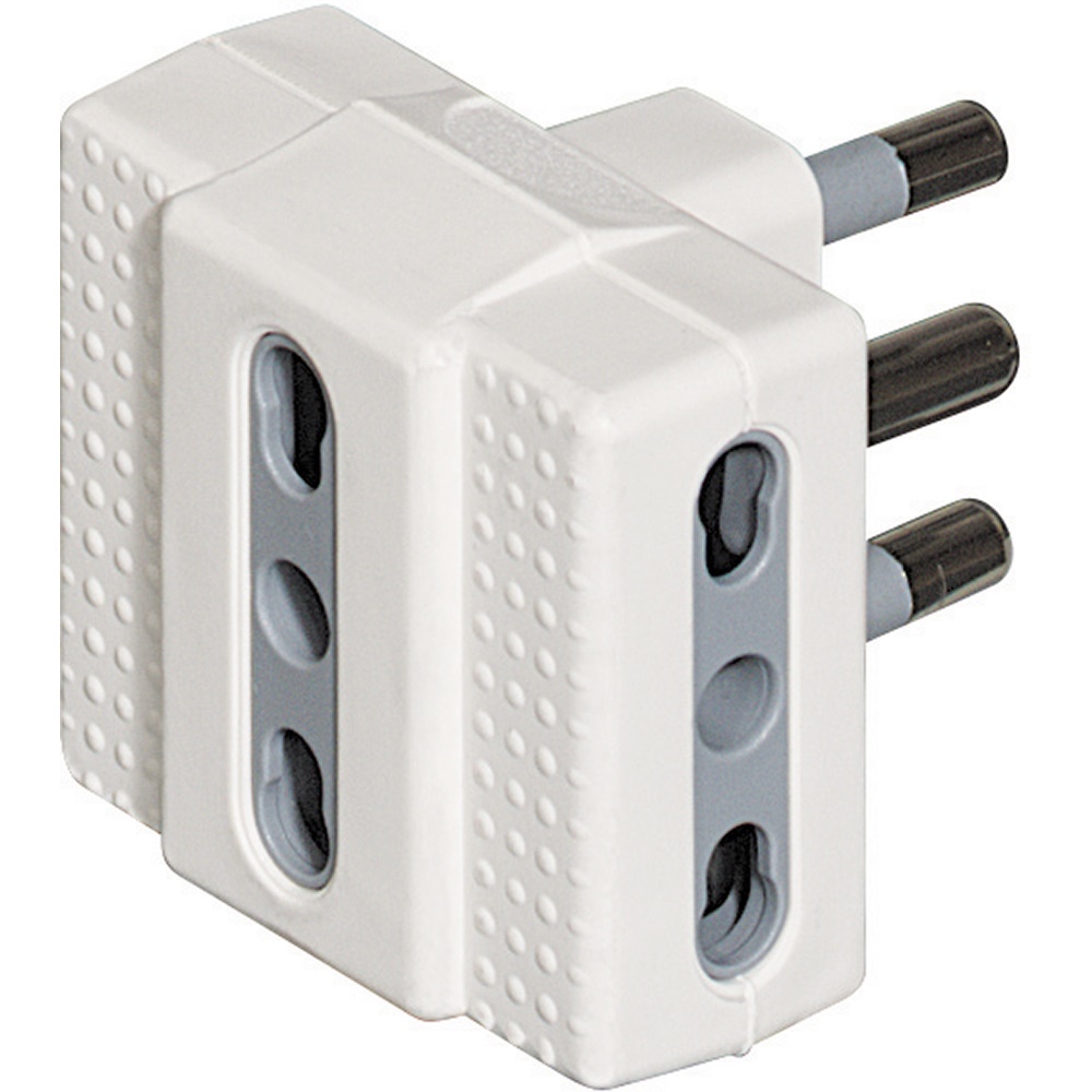 Adattatore Tris 3 prese bipasso 16A kit bianco uso domestico e lavorativo