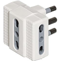 Adattatore Tris 3 prese bipasso 16A kit bianco uso domestico e lavorativo