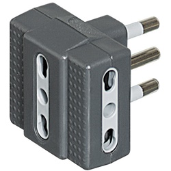 Adattatore tris 3 prese bipasso 16A antracite per impianti elettrici domestici e professionali