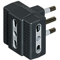 Adattatore Tris 3 prese bipasso 10/16A spina 16A colore antracite kit