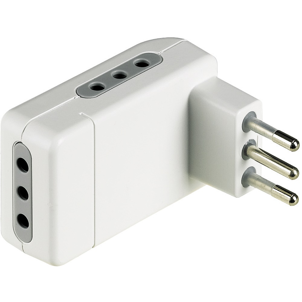 Adattatore salvaspazio Corner 3 prese 10A spina 10A bianco kit