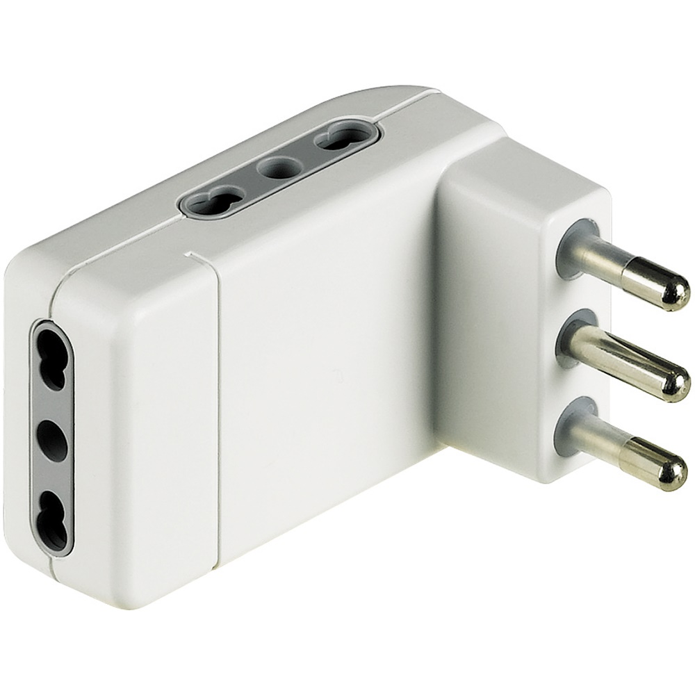 Adattatore salvaspazio Corner 3 prese bipasso 10/16A spina 16A bianco kit