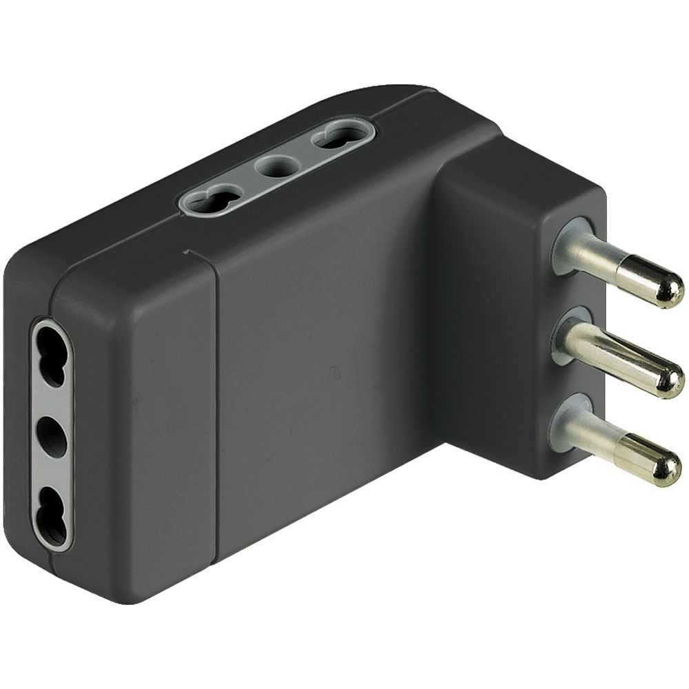 Kit adattatore Corner 3 prese bipasso 10/16A spina 16A antracite per impianti elettrici professionali